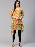 Jompers Women Beige & Orange Floral Printed A-Line Kurta