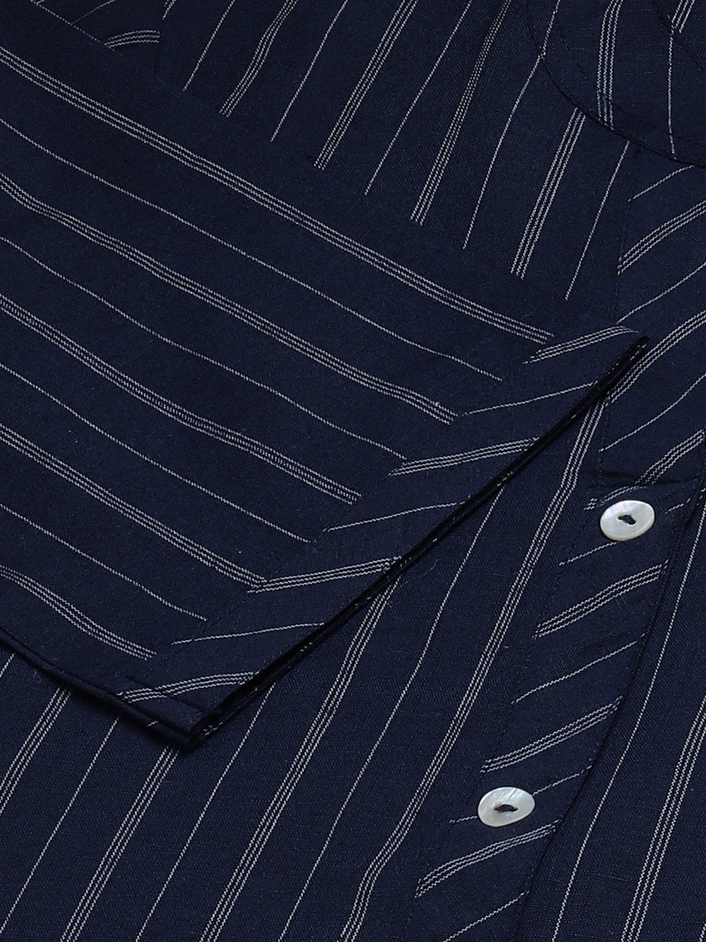 Jompers Women Navy Blue & White Striped Indigo Fusion Kurta