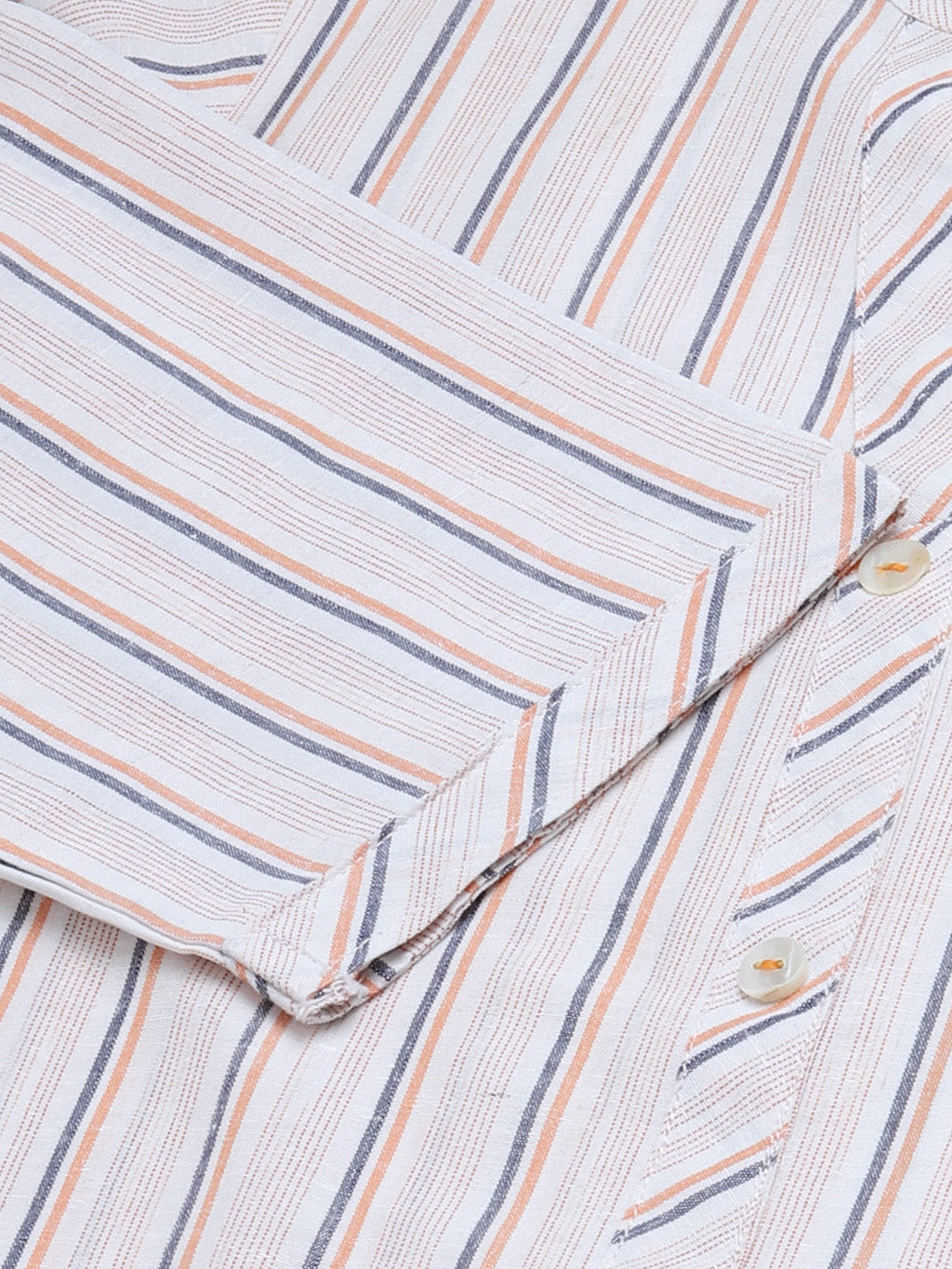 Jompers Women White & Orange Striped Indigo Fusion Kurta