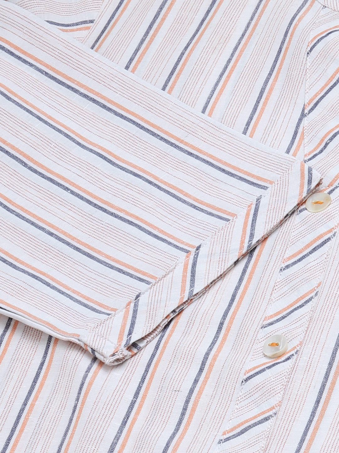 Jompers Women White & Orange Striped Indigo Fusion Kurta