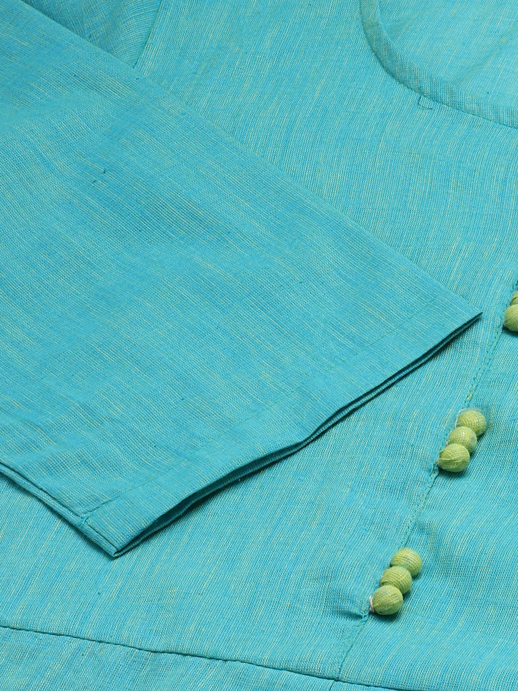 Jompers Women Blue Woven Design Pure Cotton Straight Pleated Kurta