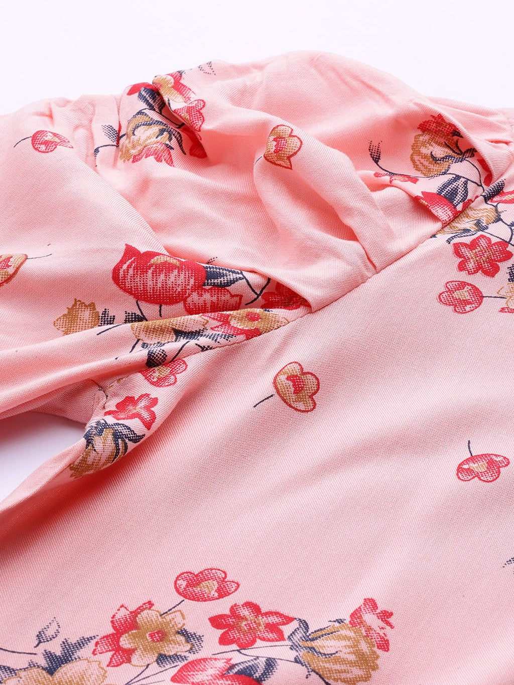 Jompers Women Pink & Red Floral Printed Kurta