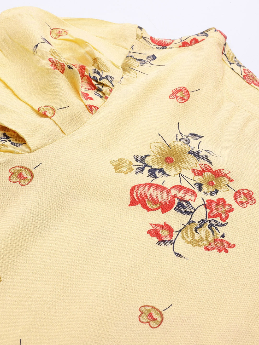 Jompers Women Yellow & Red Floral Printed Kurta