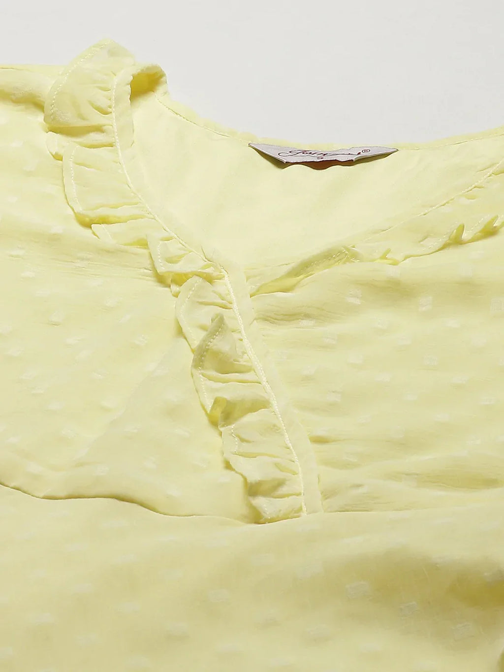 Jompers Women's Yellow Woven Design Flared Kurta