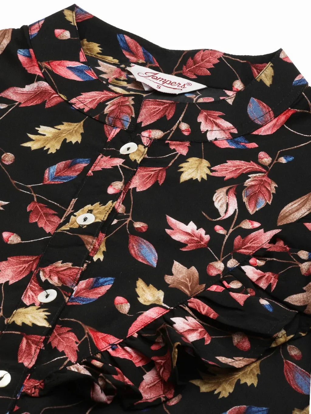 Jompers Women's Black Flared Printed kurta