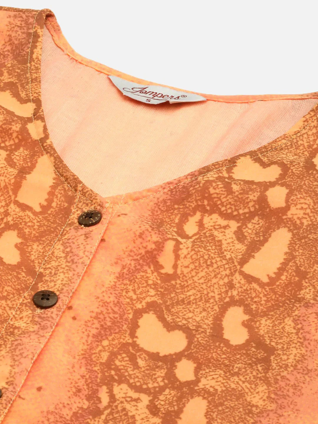 Jompers Women's Orange Georgette Tiger Printed Kurta