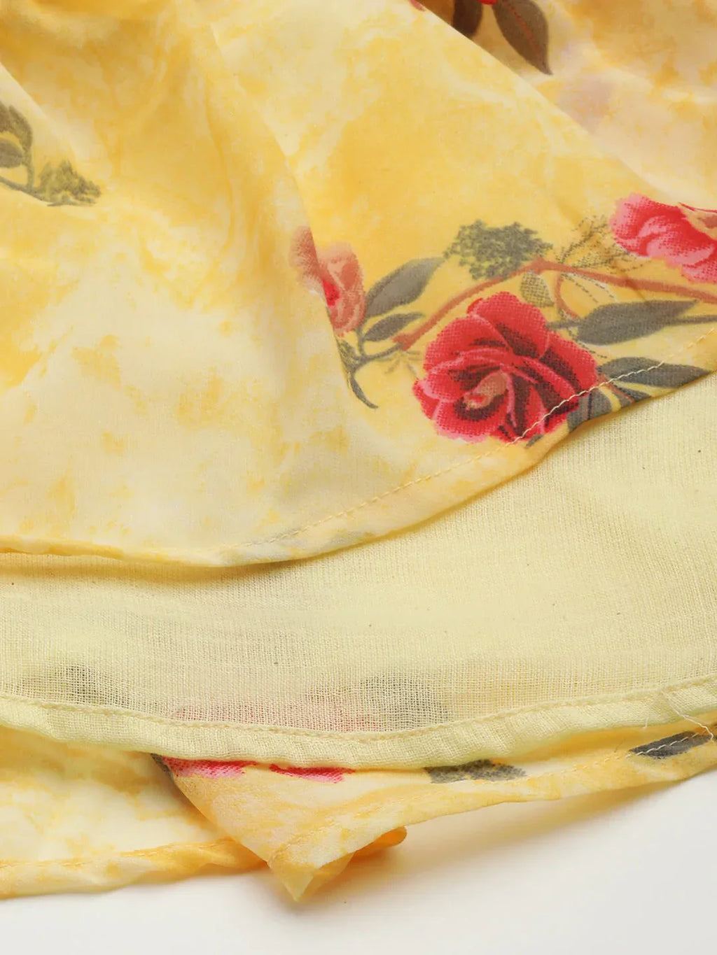 Jompers Women's Yellow Georgette Floral Printed Kurta