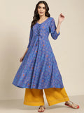 Jompers Women's Blue Bandhani Printed Anarkali Kurta