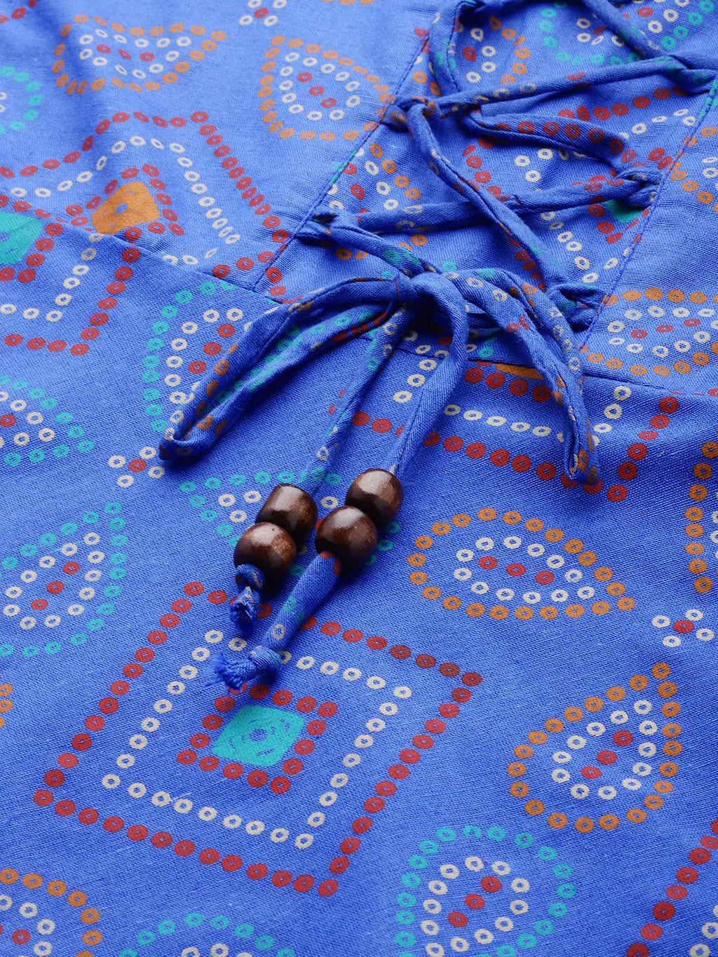 Jompers Women's Blue Bandhani Printed Anarkali Kurta