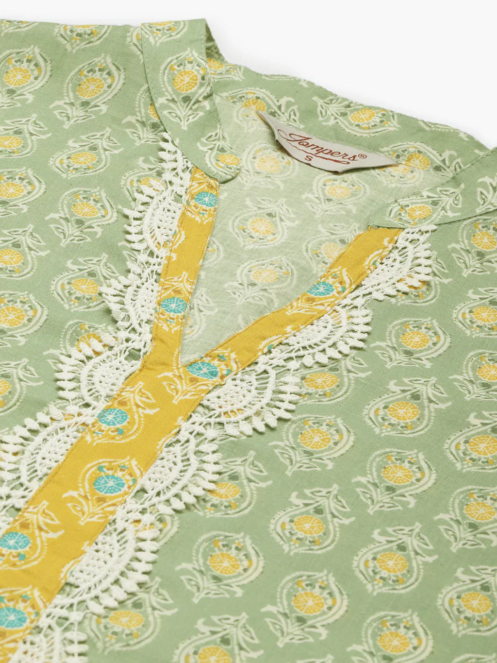 Jompers Women's Ethnic Motifs Thread Work Kurta - Yellow