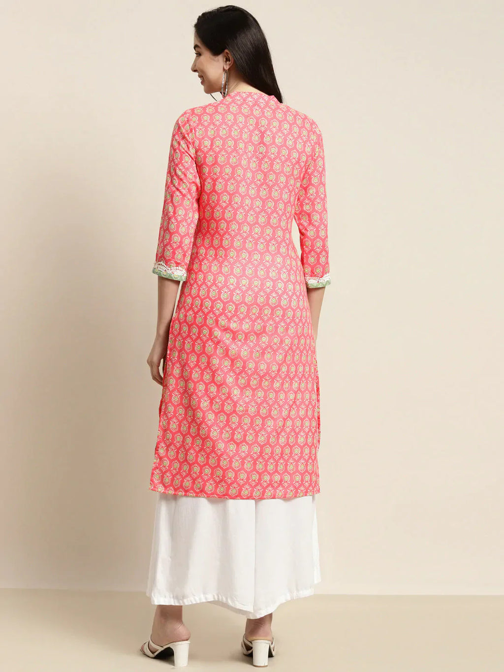 Jompers Women's Ethnic Motifs Thread Work Kurta - Pink