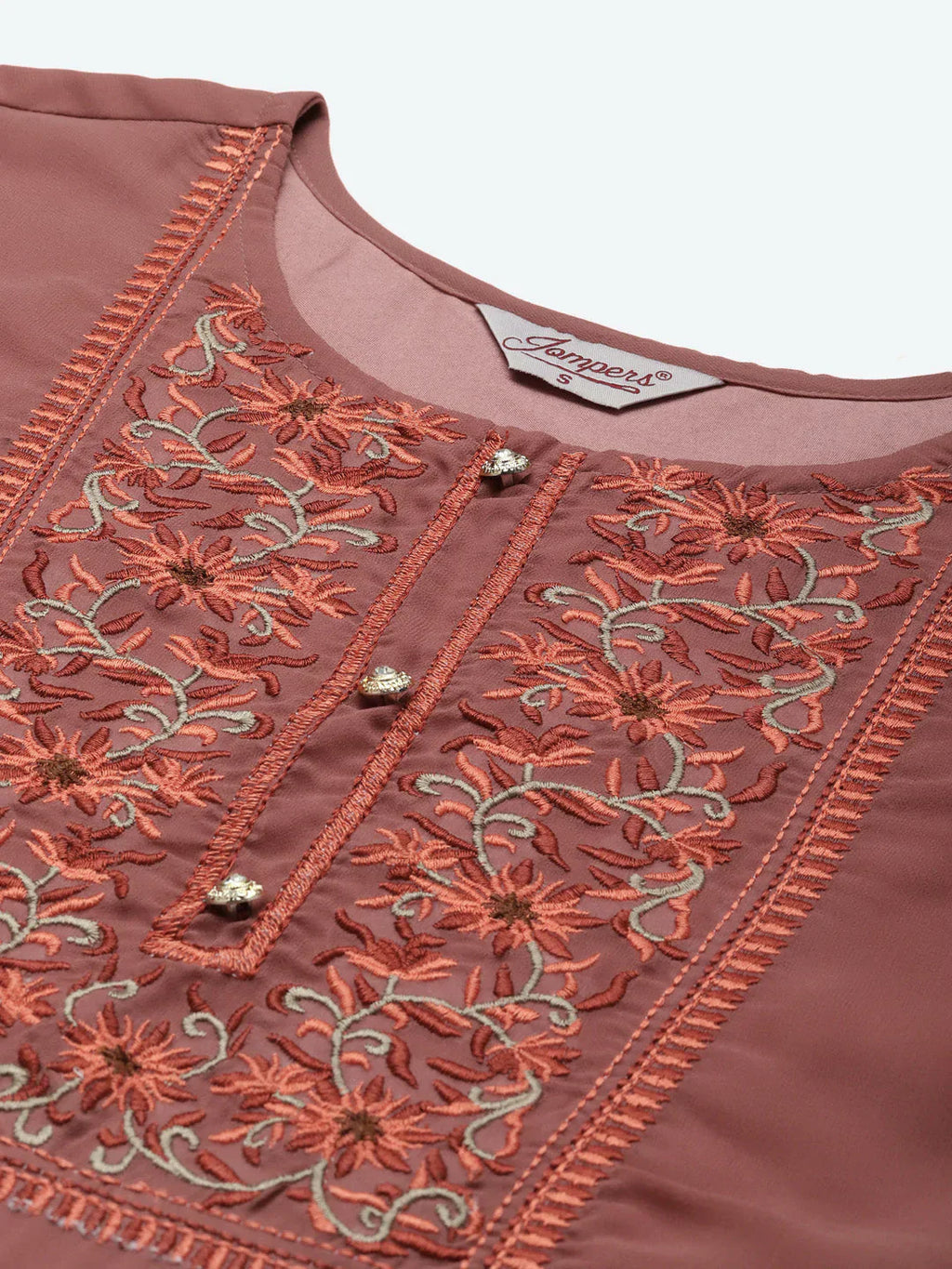 Jompers Women's Yoke Design Georgette Anarkali Kurta - Rust