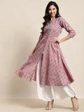 Jompers Women's Printed Anarkali Kurta - Grey