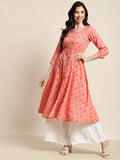 Jompers Women's Printed Anarkali Kurta - Orange