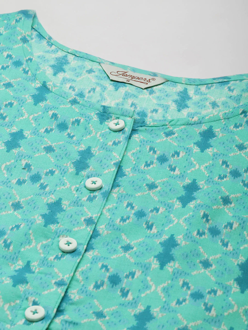 Jompers Women's Printed Anarkali Kurta - Pista