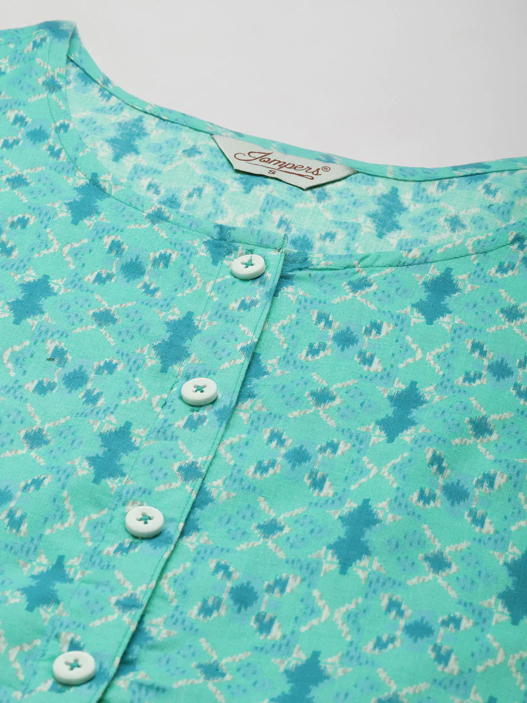 Jompers Women's Printed Anarkali Kurta - Pista