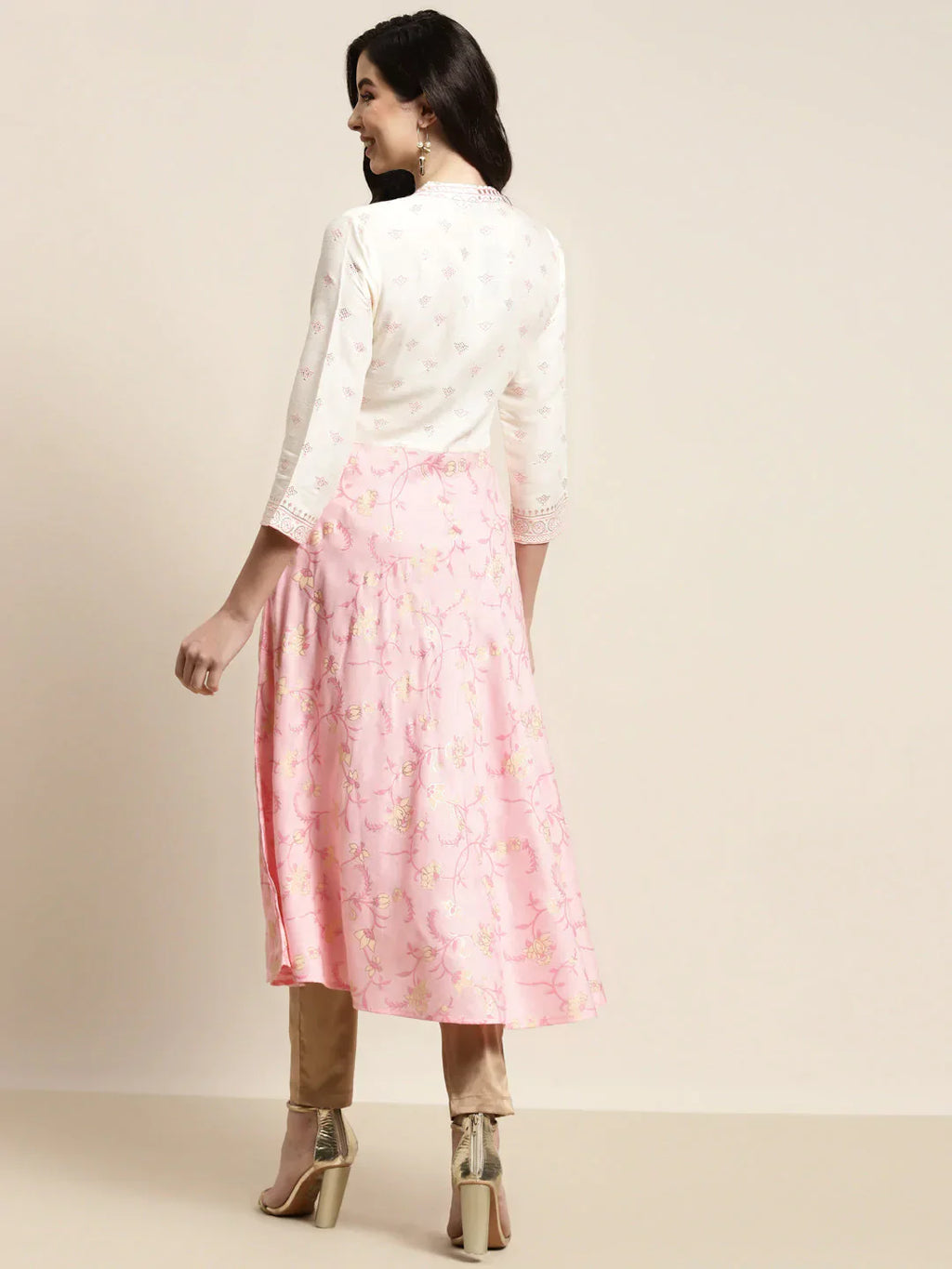 Jompers Women's Yok-Design Faired Kurta - Pink