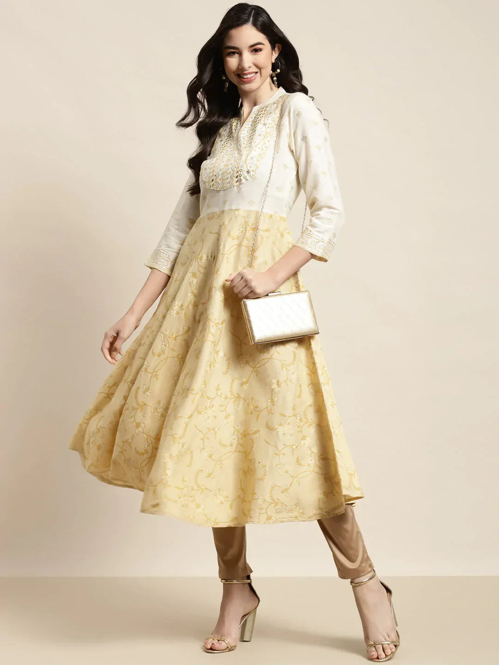 Jompers Women's Yok-Design Faired Kurta - Yellow