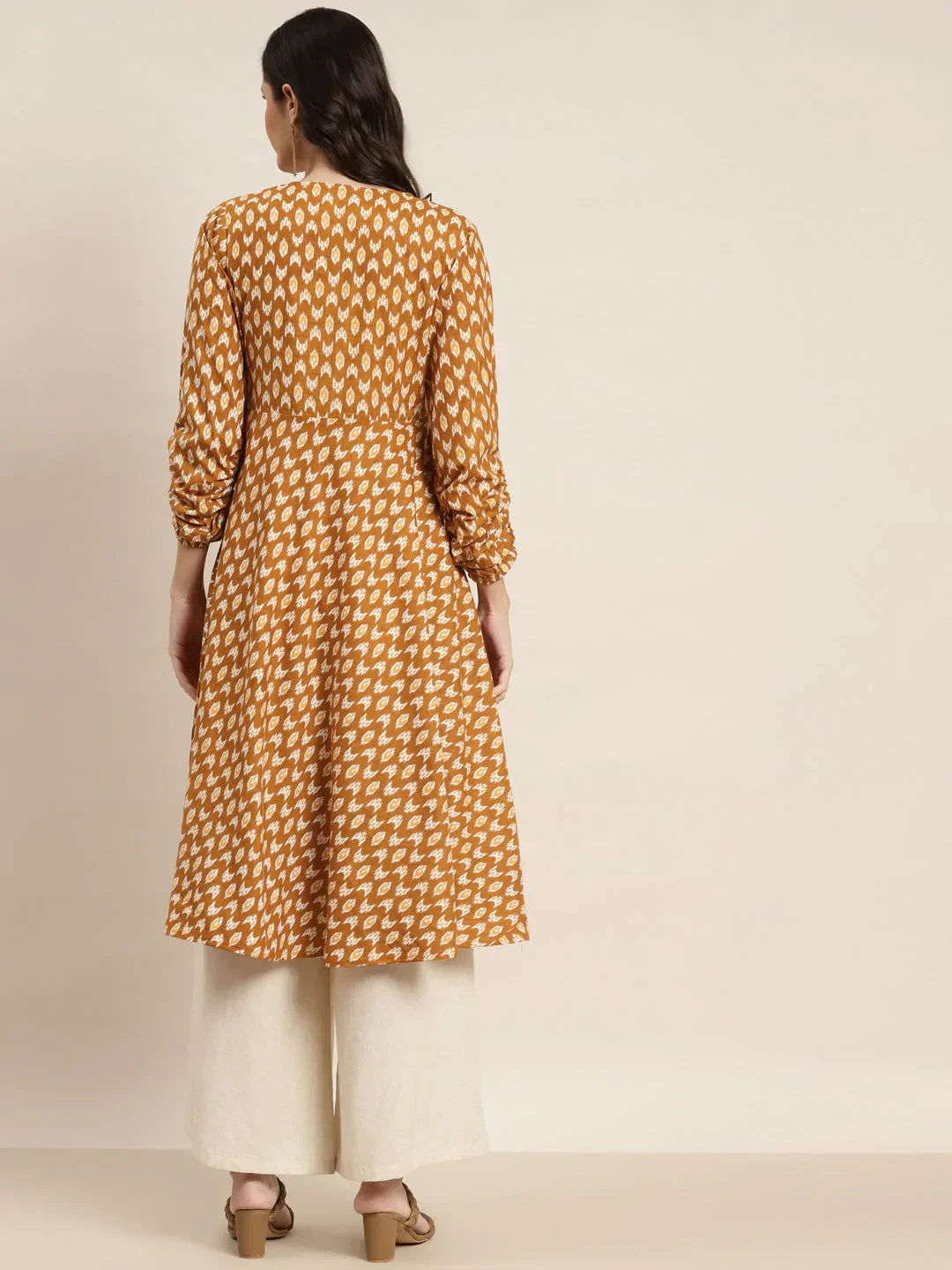 Jompers Women's Printed Anarkali Kurta - Yellow