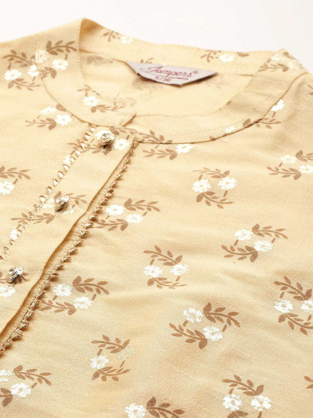 Jompers Women's Printed Gotta Patti Kurta - Cream