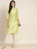 Jompers Women's Printed Gotta Patti Kurta - Lime