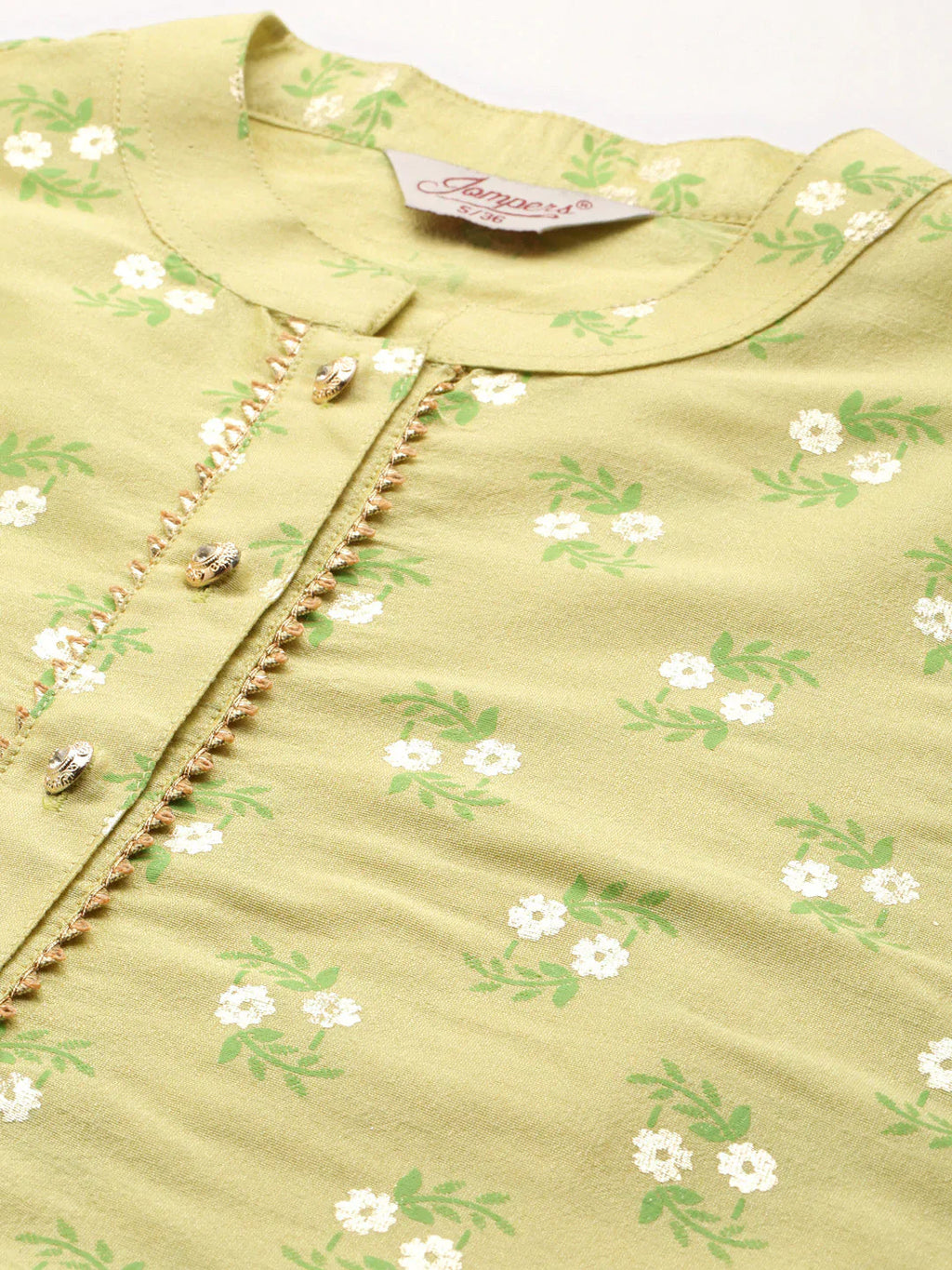 Jompers Women's Printed Gotta Patti Kurta - Lime