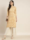 Jompers Women's Printed Gotta Patti Kurta - Mustard