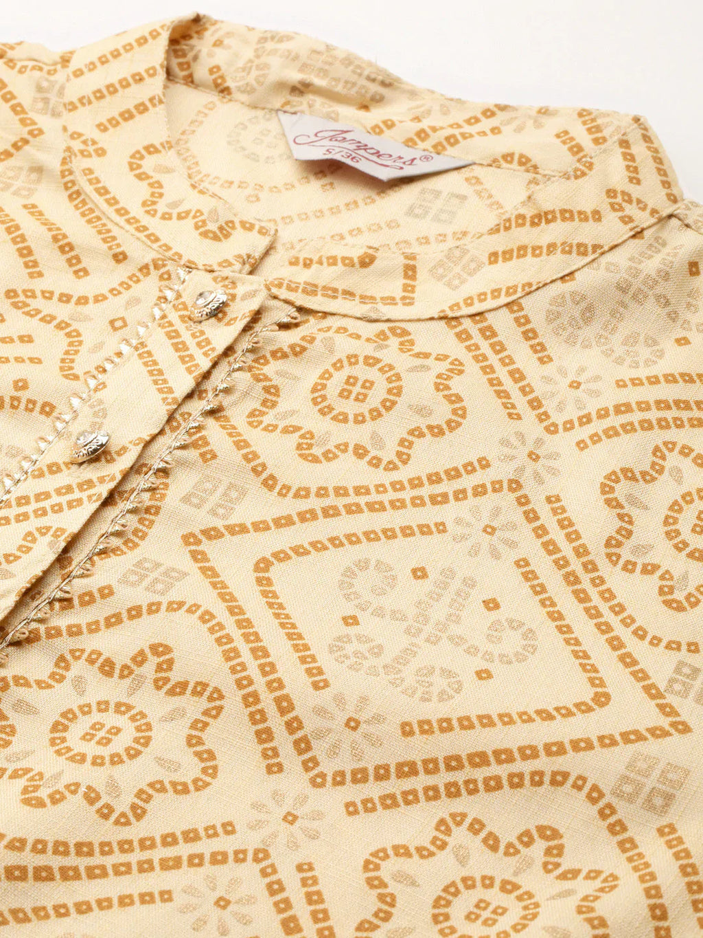 Jompers Women's Printed Gotta Patti Kurta - Mustard