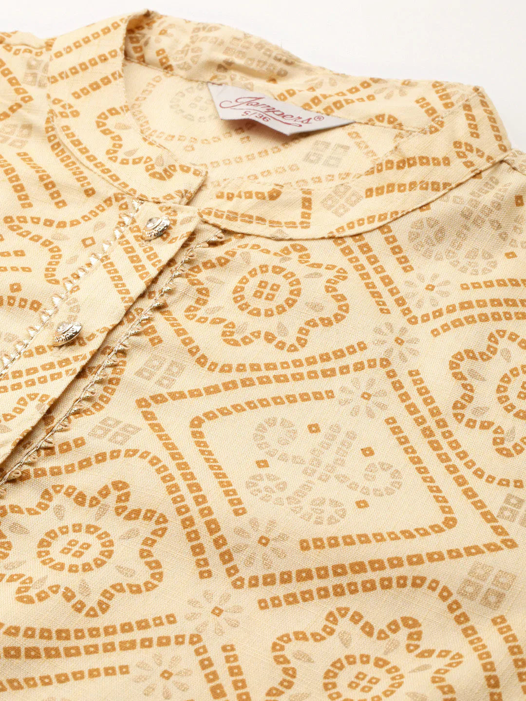 Jompers Women's Printed Gotta Patti Kurta - Mustard