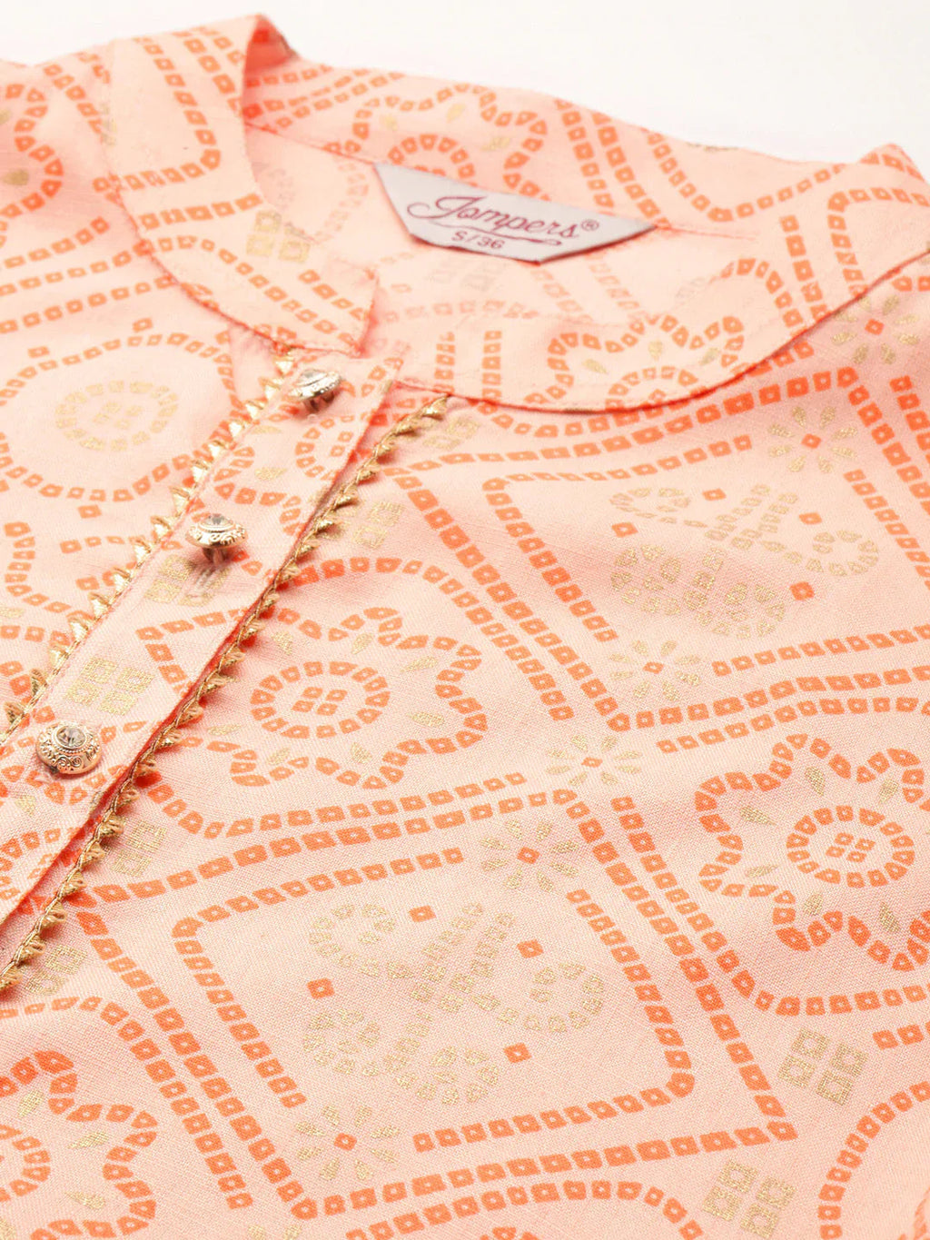 Jompers Women's Printed Gotta Patti Kurta - Orange