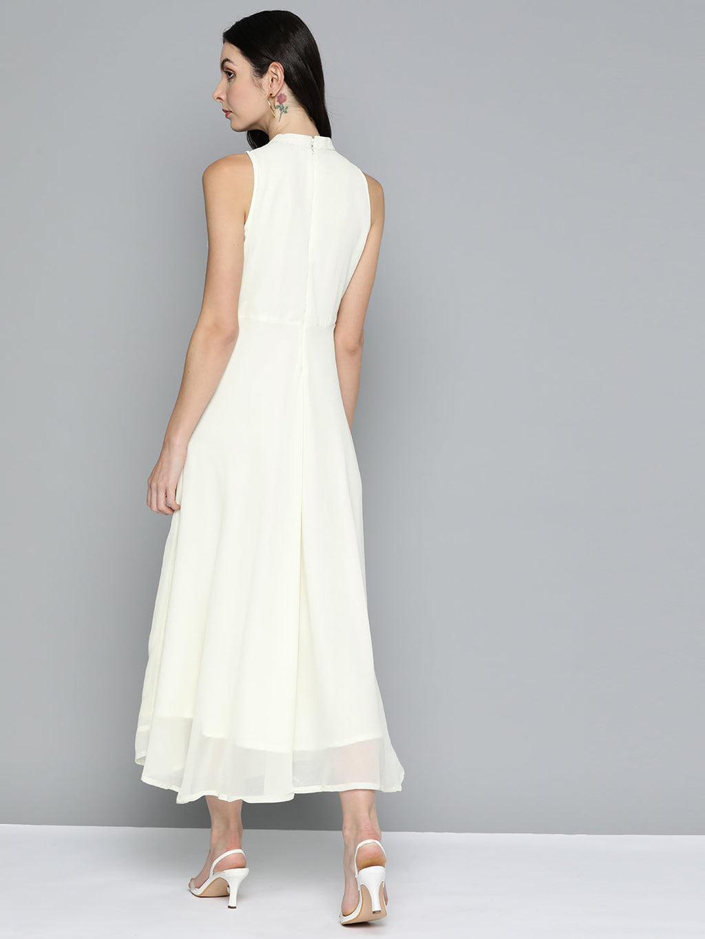 Jompers Women's Embroidered A-Line Midi Dress - Ivory
