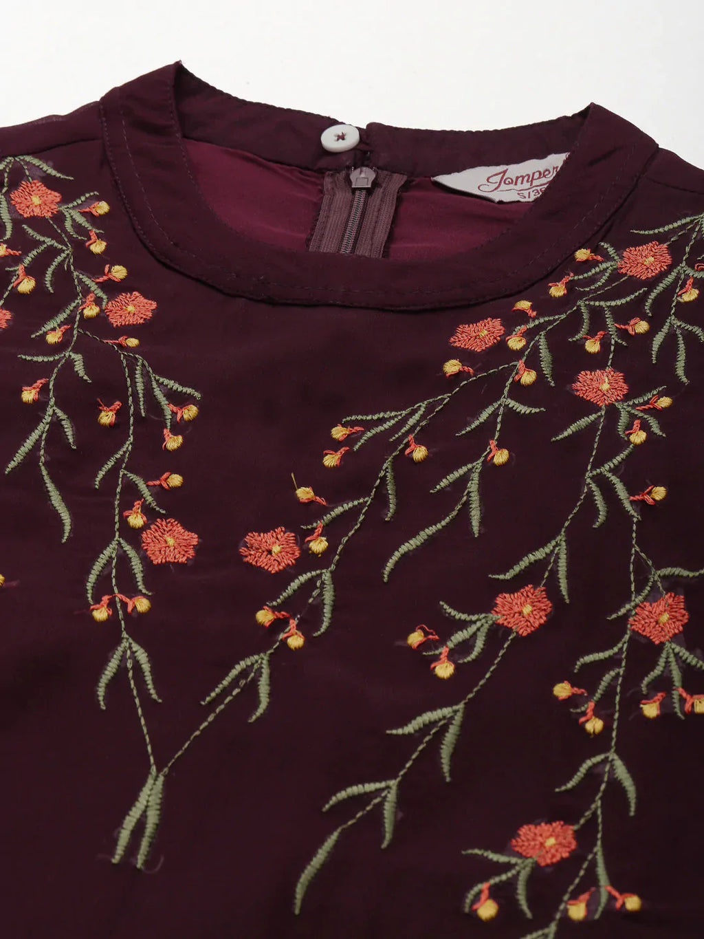 Jompers Women's Embroidered A-Line Midi Dress - Purple