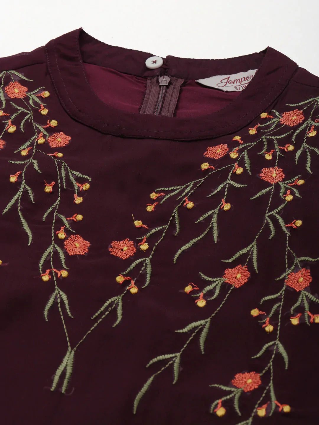Jompers Women's Embroidered A-Line Midi Dress - Purple