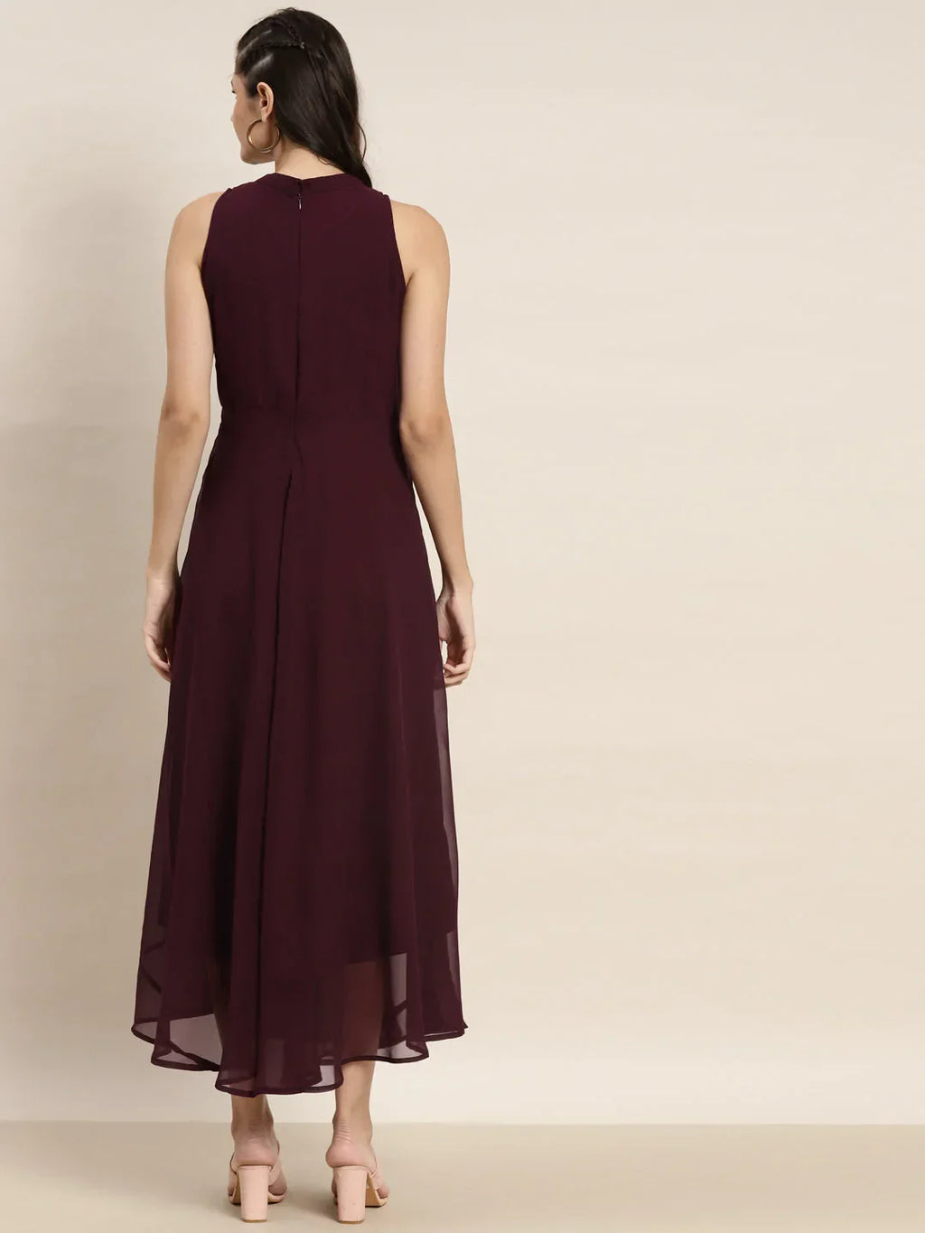 Jompers Women's Embroidered A-Line Midi Dress - Purple
