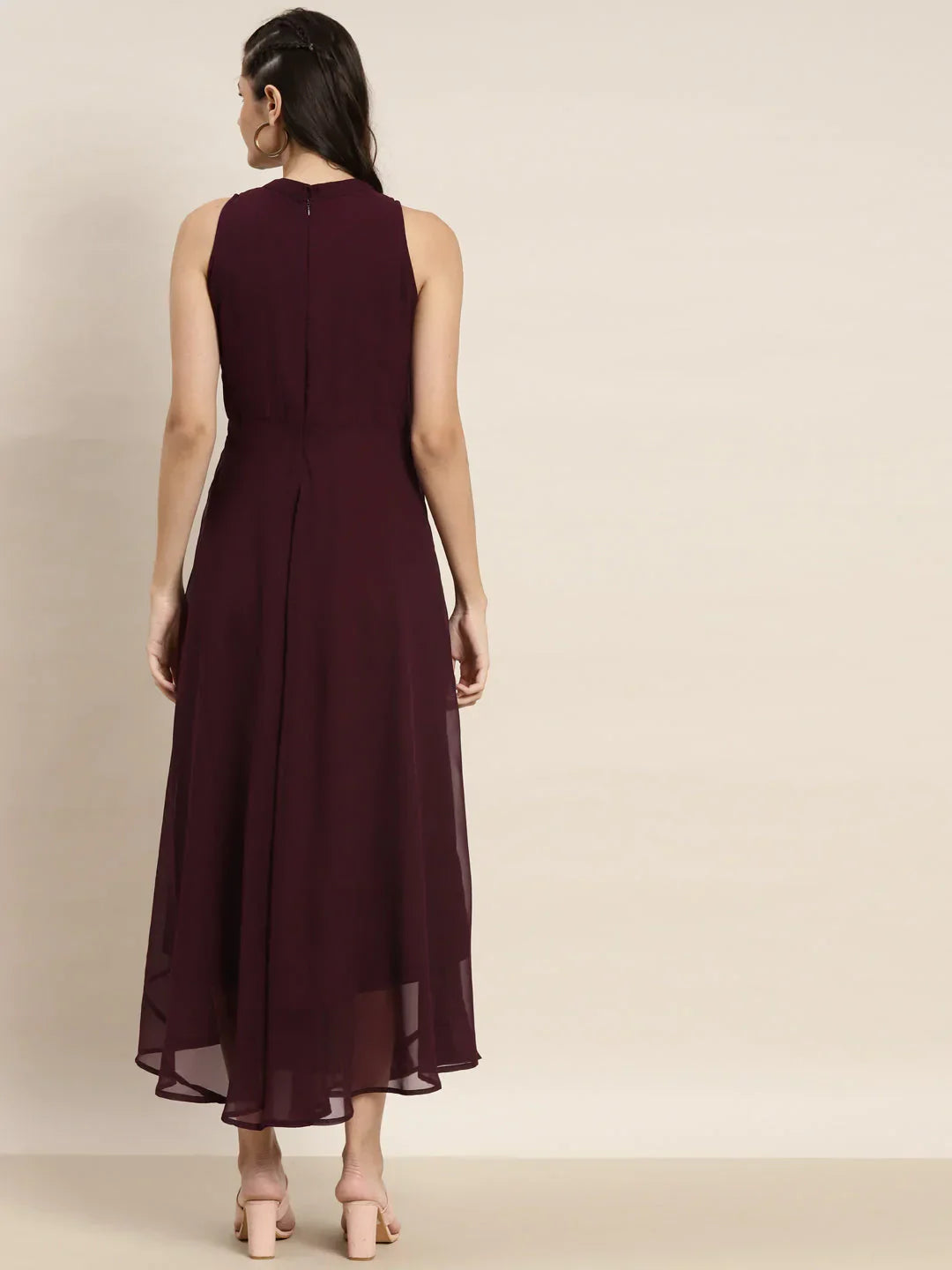 Jompers Women's Embroidered A-Line Midi Dress - Purple