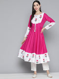 Jompers Women's Floral Printed Pink Floral Kurta