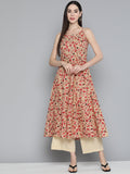 Jompers Women's Floral Printed Floral Cotton Kurta - Red