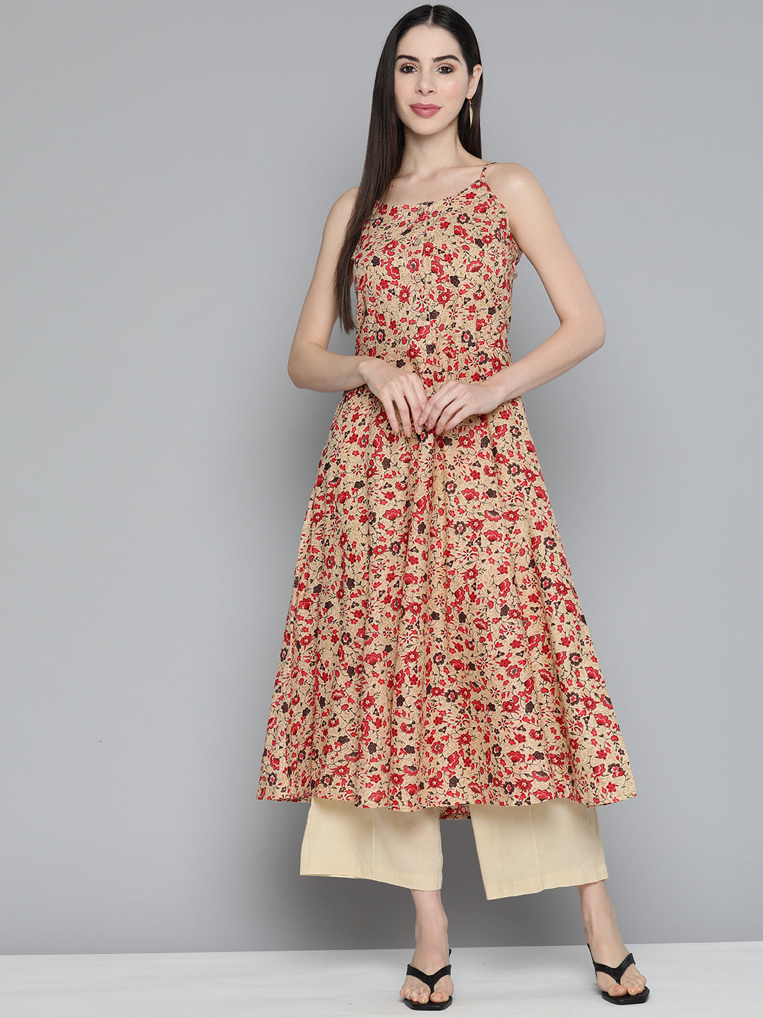 Jompers Women's Floral Printed Floral Cotton Kurta - Red
