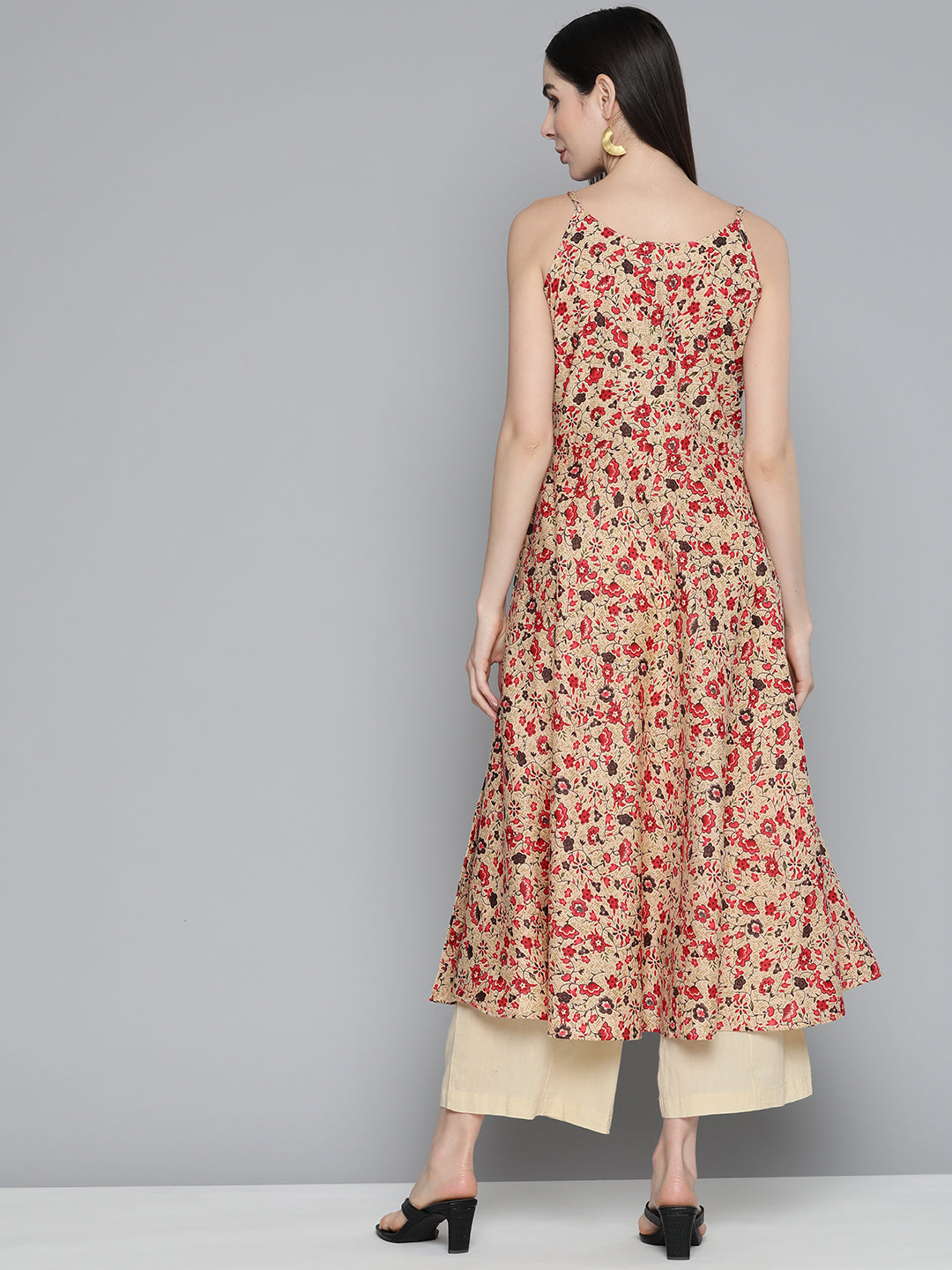 Jompers Women's Floral Printed Floral Cotton Kurta - Red