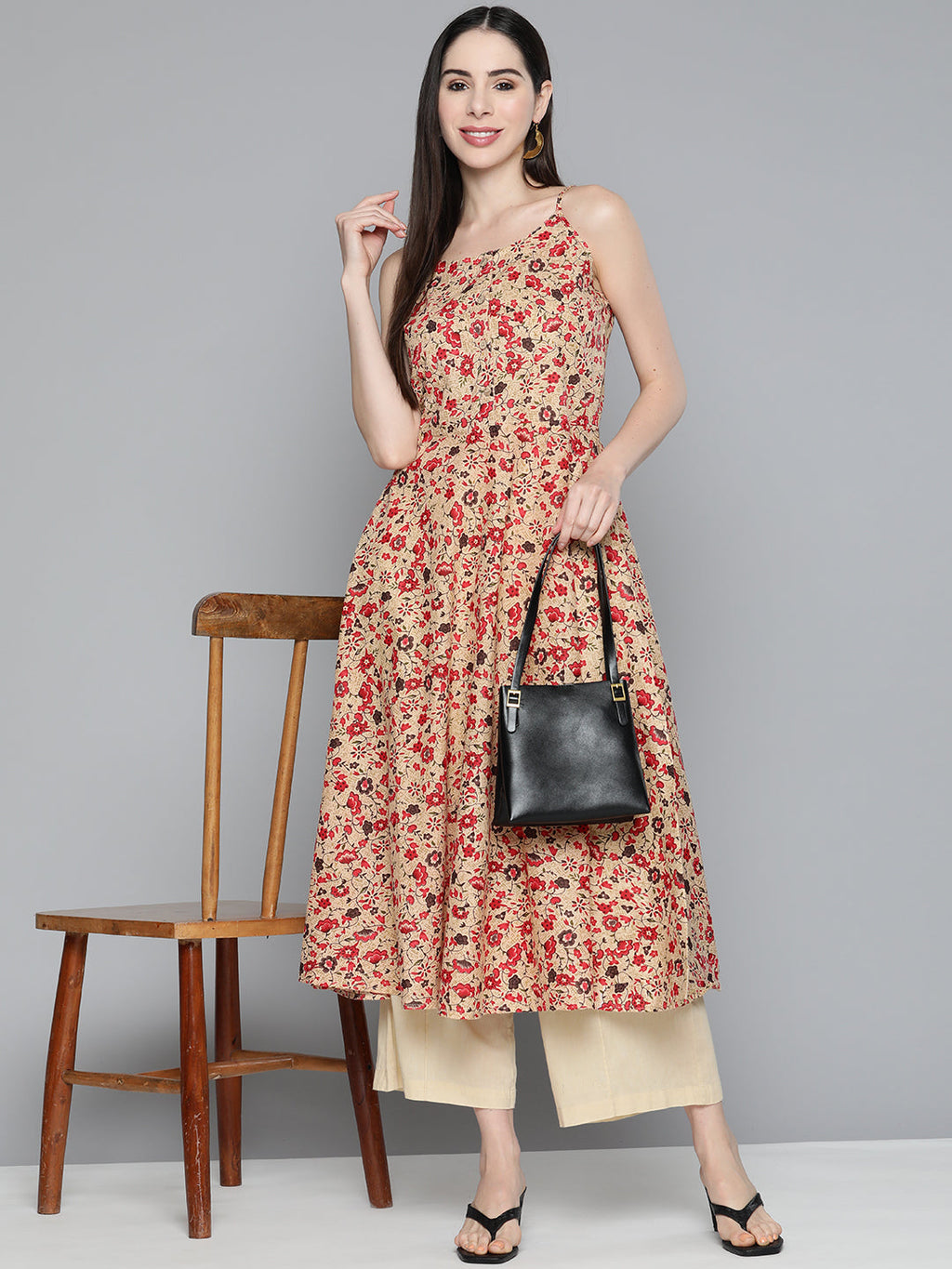 Jompers Women's Floral Printed Floral Cotton Kurta - Red