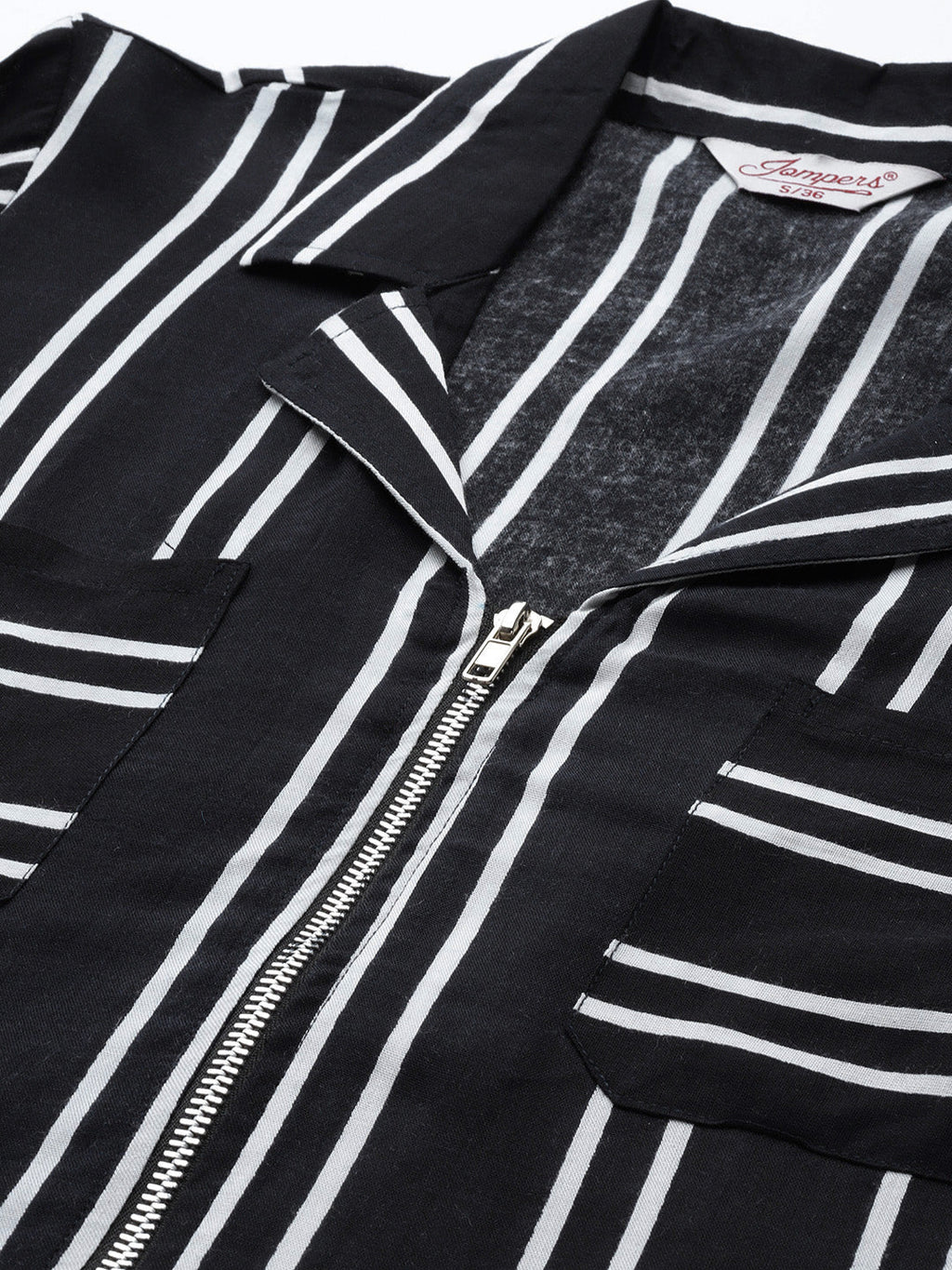 Jompers Women's Black Striped Kurta