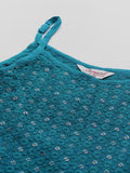 Jompers Women's Blue Floral Sequin Embroidered A-Line Midi Dress - Peacock