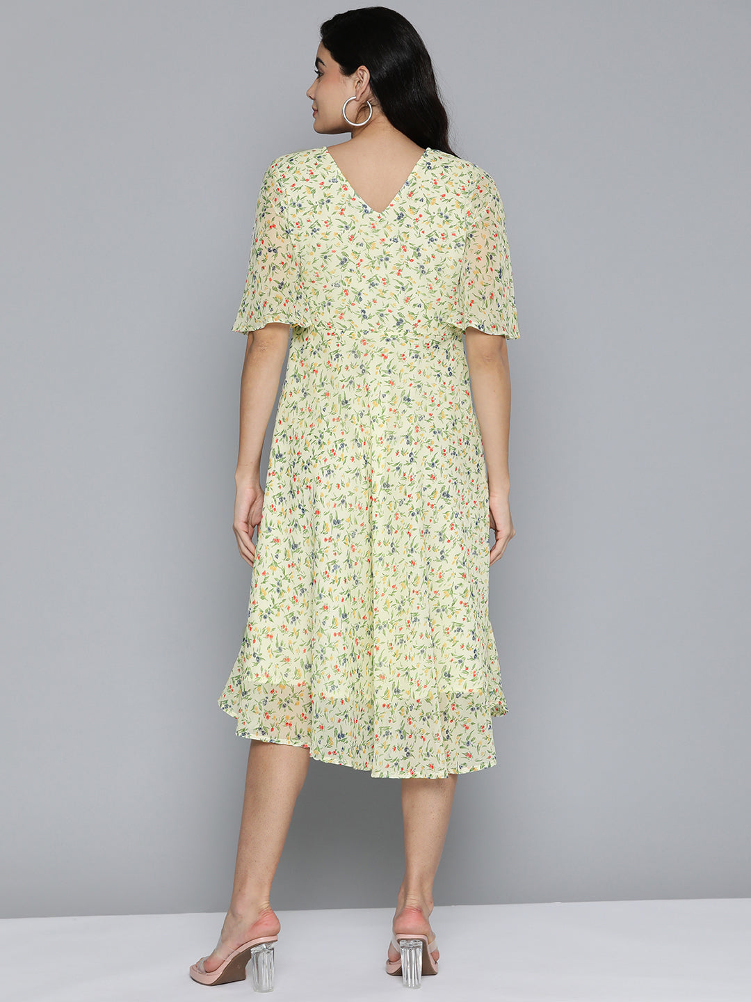 Jompers Women's Floarl print flared georgette dress - Off-White