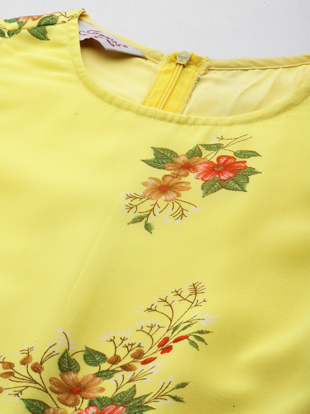 Jompers Women's Floral Print Georgette A-Line Midi Dress - Yellow