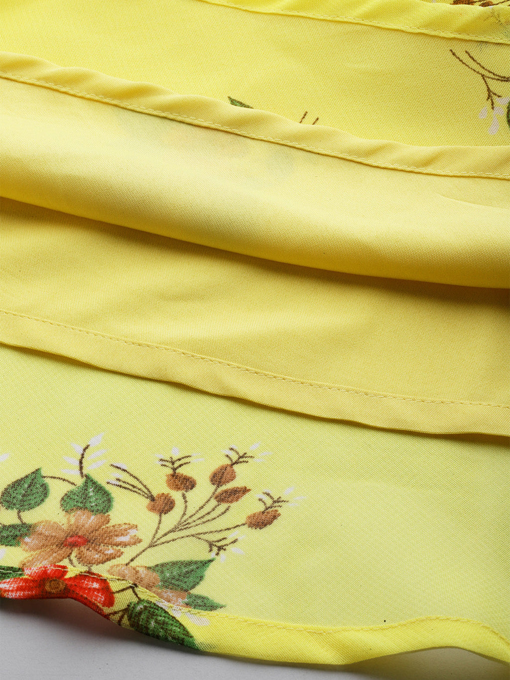 Jompers Women's Floral Print Georgette A-Line Midi Dress - Yellow
