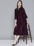 Jompers Women's Sequin work, flared ethnic dress - Wine