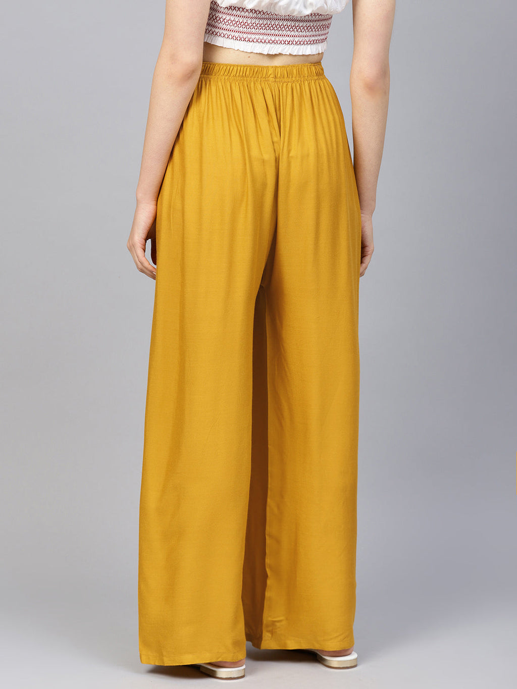 Jompers Women's Mustard Straight Elasticated Palazzo