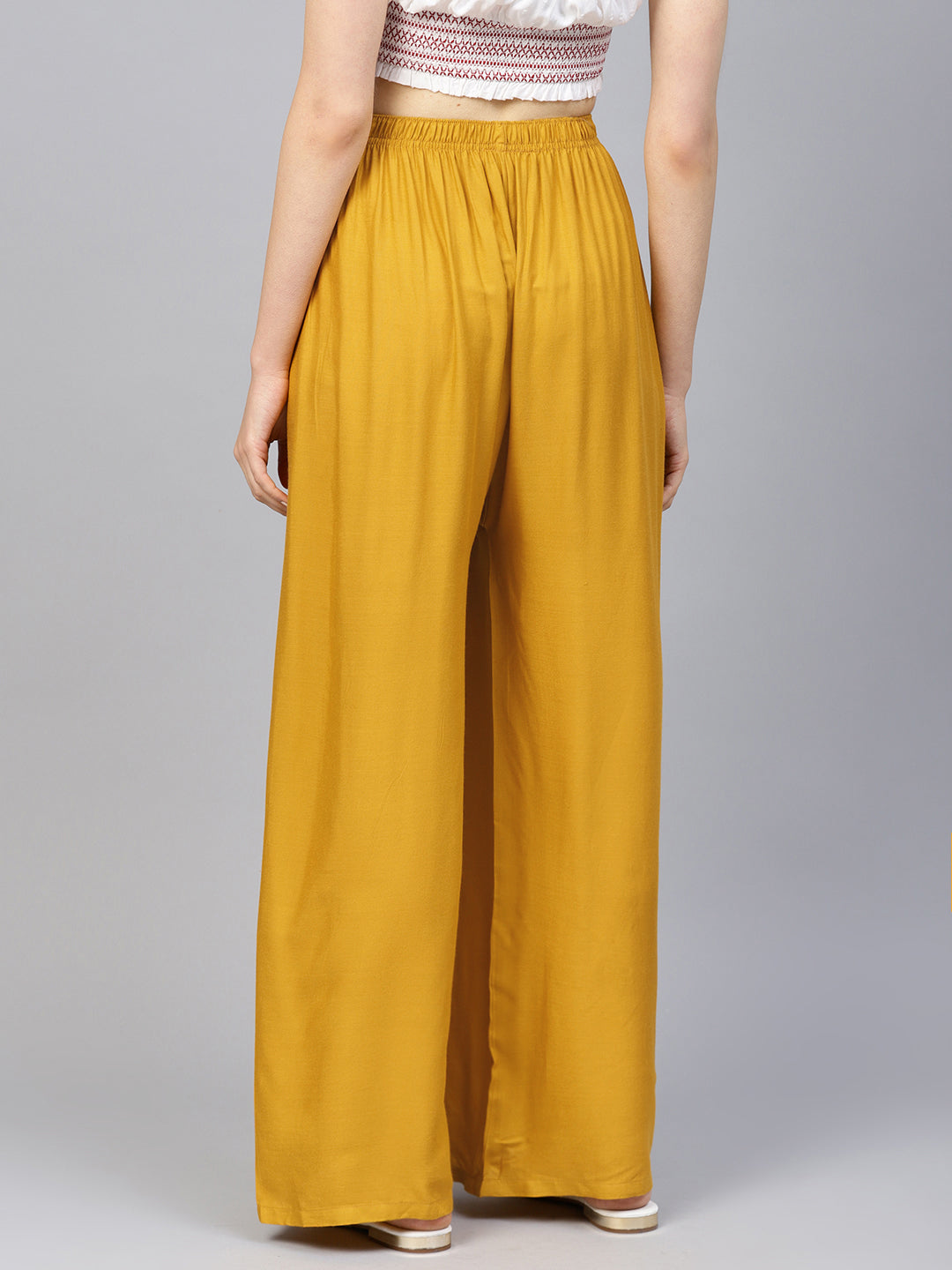 Jompers Women's Mustard Straight Elasticated Palazzo