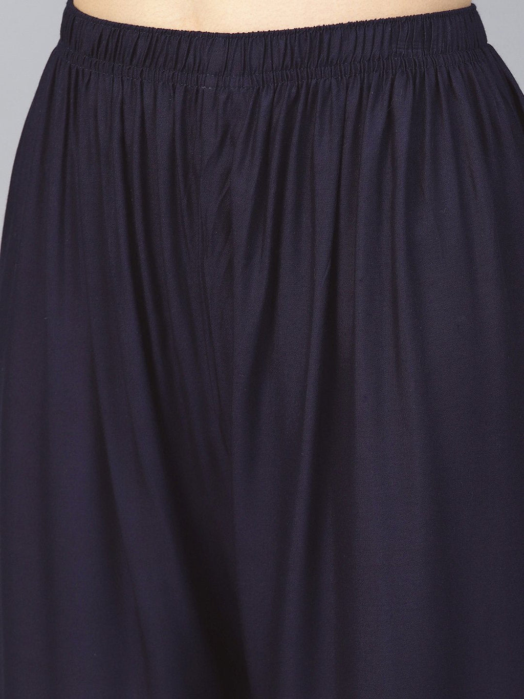 Jompers Women Navy-Blue Solid Straight Palazzos