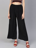 Jompers Women Black Solid Straight Palazzos